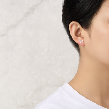 Silver Plated Bow Earrings Created with Zircondia® Crystals