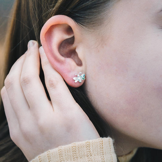 Silver Plated Bumble Bee Earrings