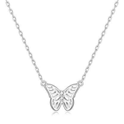 Silver Plated Butterfly Necklace Created with Zircondia® Crystals
