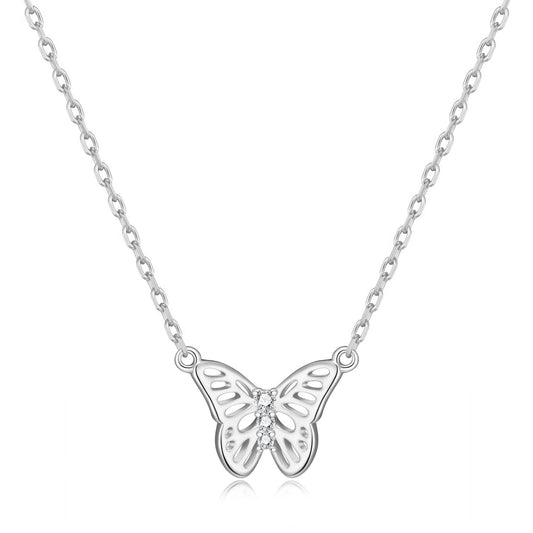 Silver Plated Butterfly Necklace Created with Zircondia® Crystals