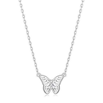 Silver Plated Butterfly Necklace Created with Zircondia® Crystals