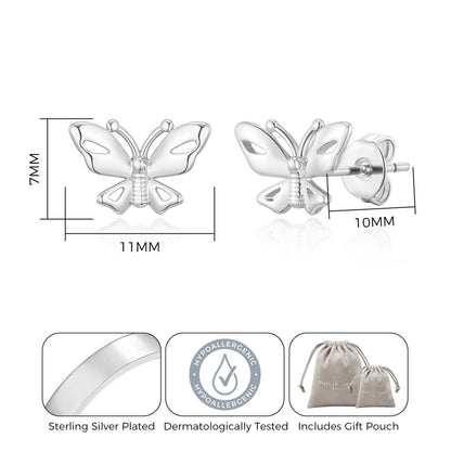 Silver Plated Butterfly Stud Earrings