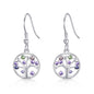 Silver Plated Chakra Tree of Life Drop Earrings Created with Crystals from Zircondia®