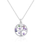 Silver Plated Chakra Tree of Life Necklace Created with Zircondia® Crystals