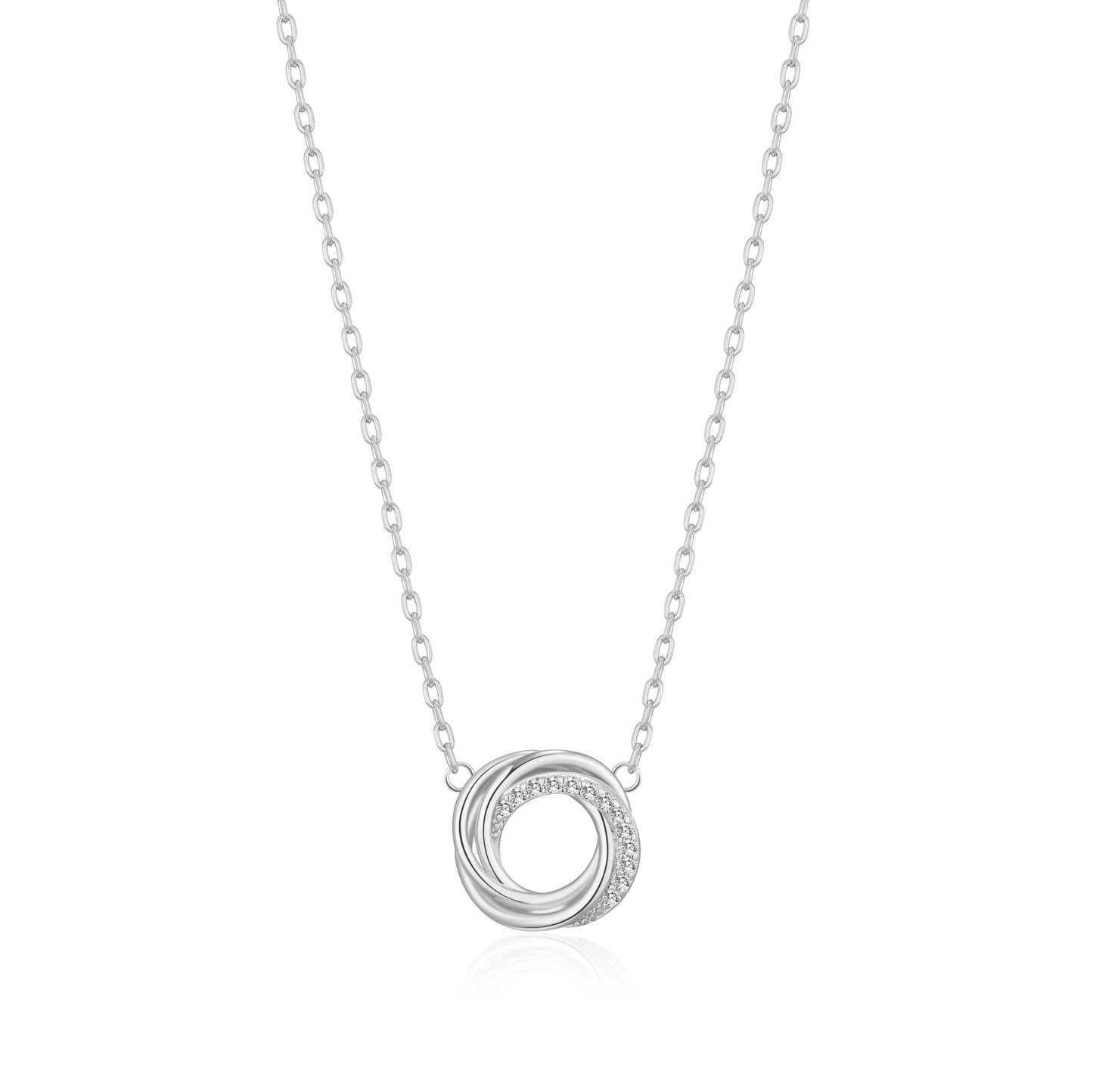 Collier cercle noué plaqué argent orné de cristaux Zircondia®