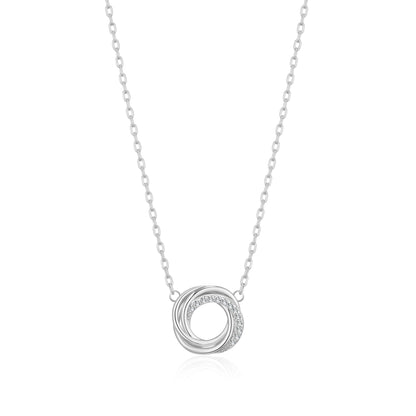 Collier cercle noué plaqué argent orné de cristaux Zircondia®