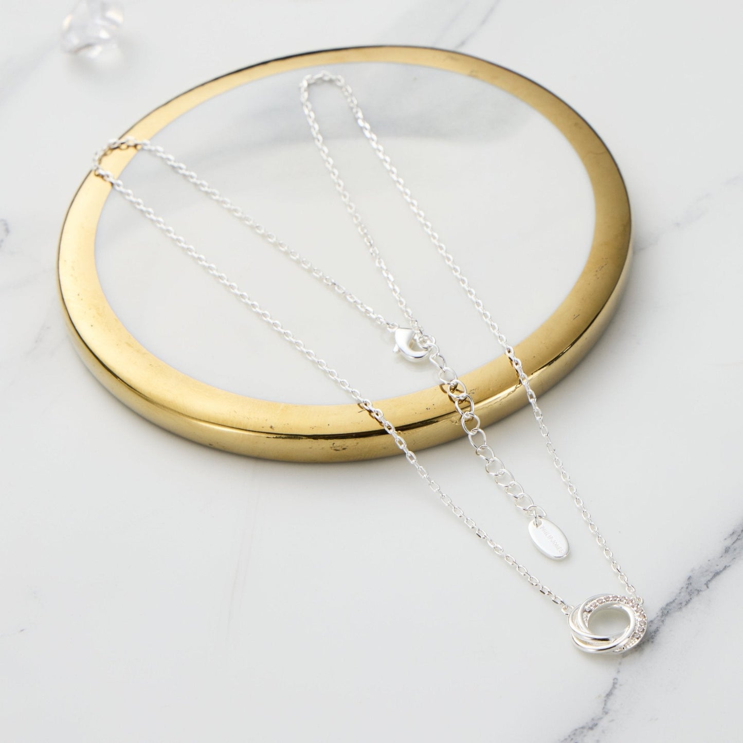 Silver Plated Circle Knot Necklace Created with Zircondia® Crystals
