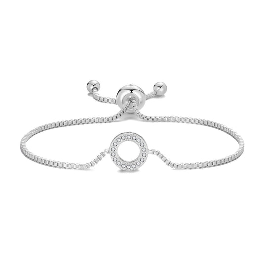 Silver Plated Circle of Life Friendship Bracelet Created with Zircondia® Crystals