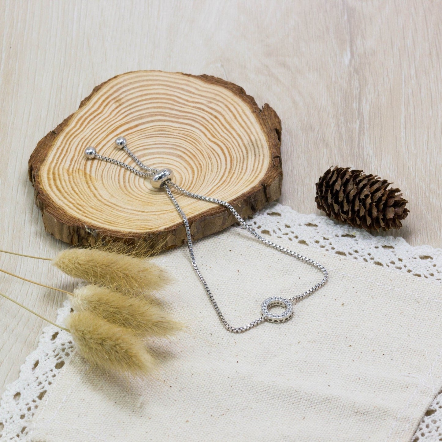 Silver Plated Circle of Life Friendship Bracelet Created with Zircondia® Crystals