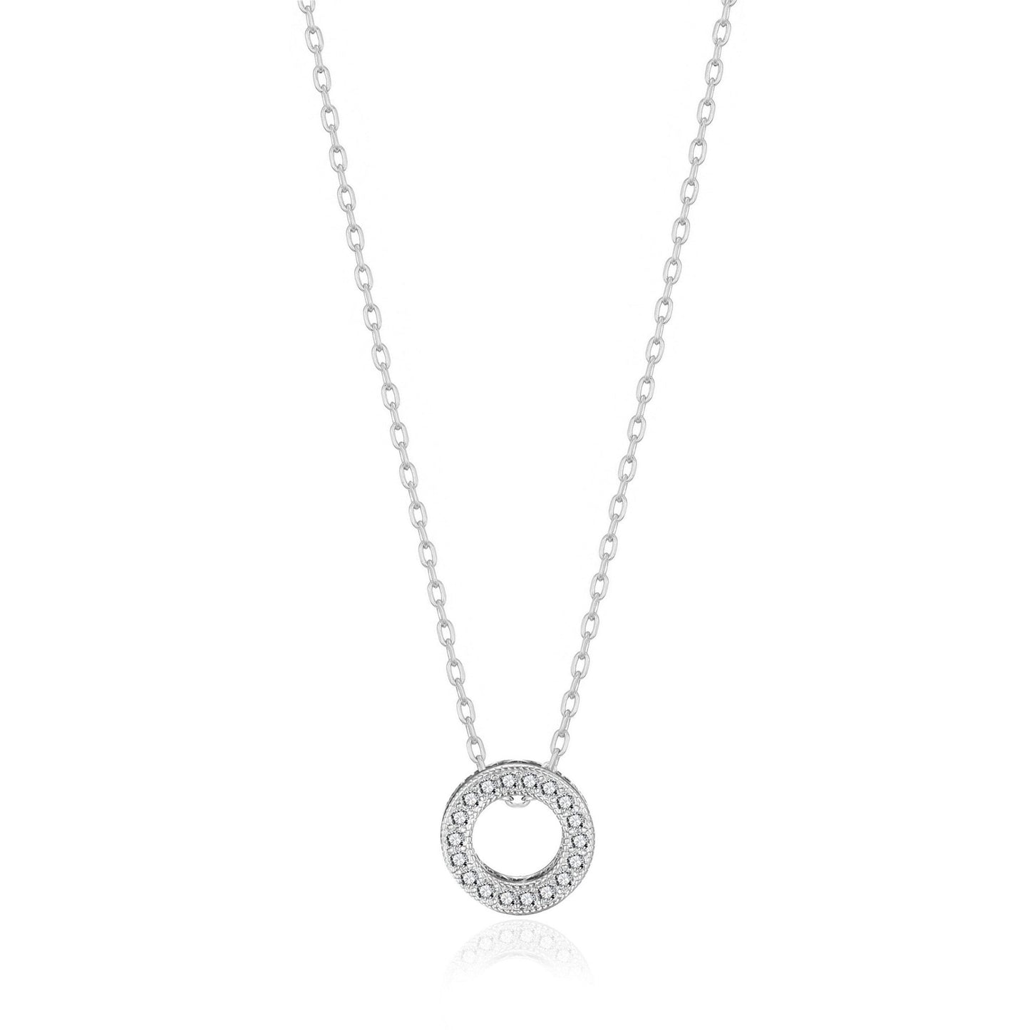 Silver Plated Circle of Life Necklace Created with Zircondia® Crystals