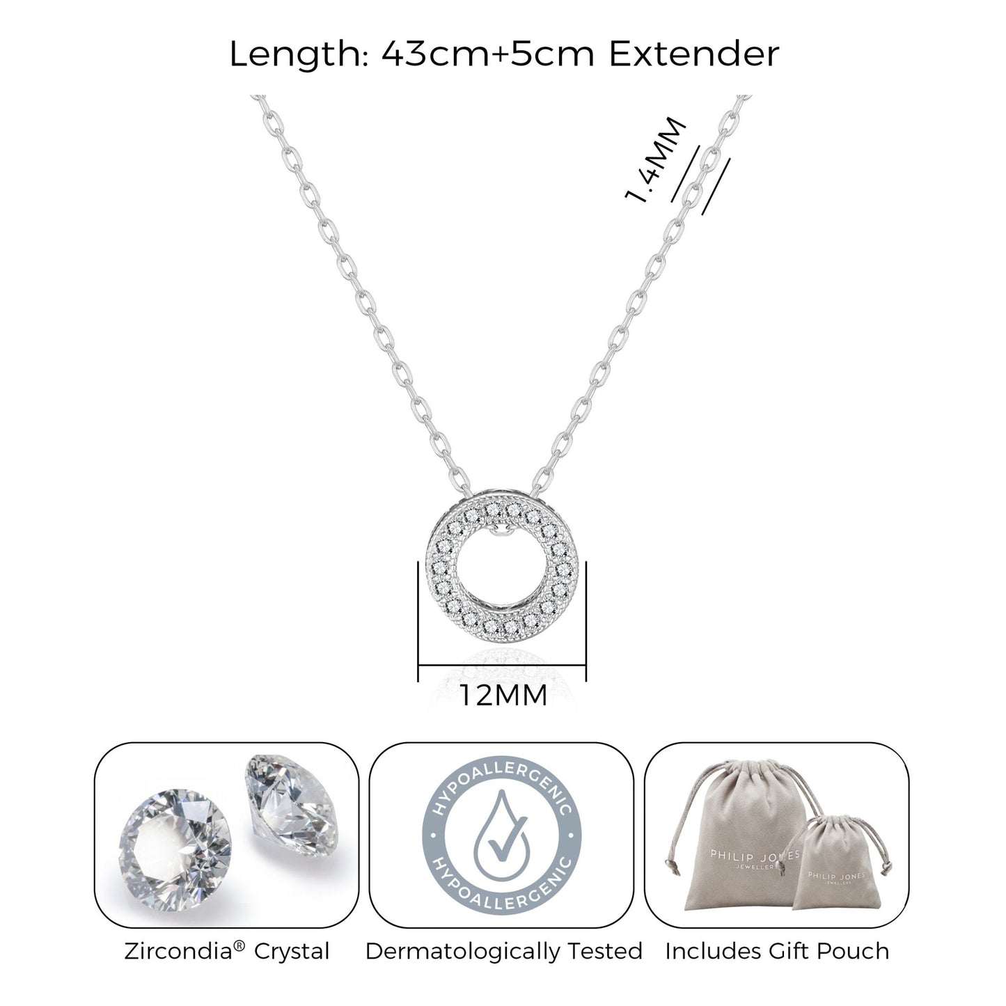 Silver Plated Circle of Life Necklace Created with Zircondia® Crystals