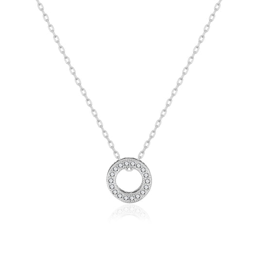 Silver Plated Circle of Life Necklace Created with Zircondia® Crystals