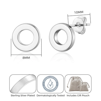 Silver Plated Circle Stud Earrings