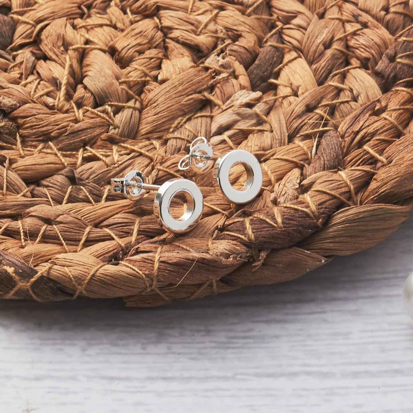 Silver Plated Circle Stud Earrings