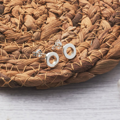 Silver Plated Circle Stud Earrings