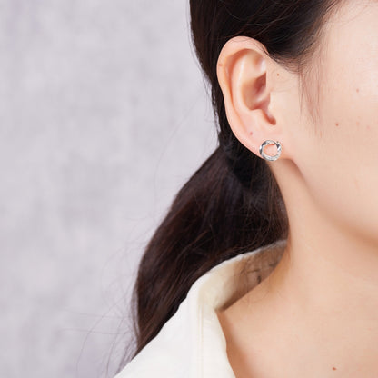 Silver Plated Circle Twist Earrings Created with Zircondia® Crystals