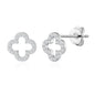 Silver Plated Clover Earrings Created with Zircondia® Crystals