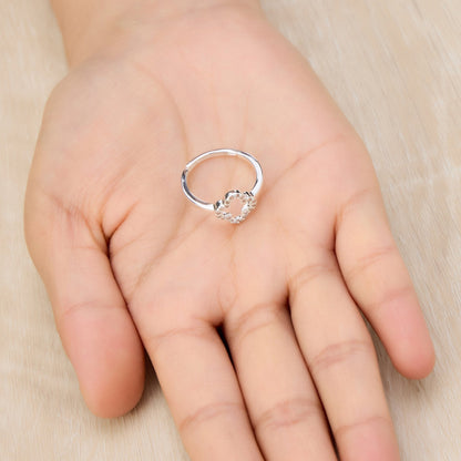 Silver Plated Clover Ring Created with Zircondia® Crystals