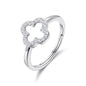 Silver Plated Clover Ring Created with Zircondia® Crystals