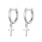 Silver Plated Cross Charm Hoop Earrings