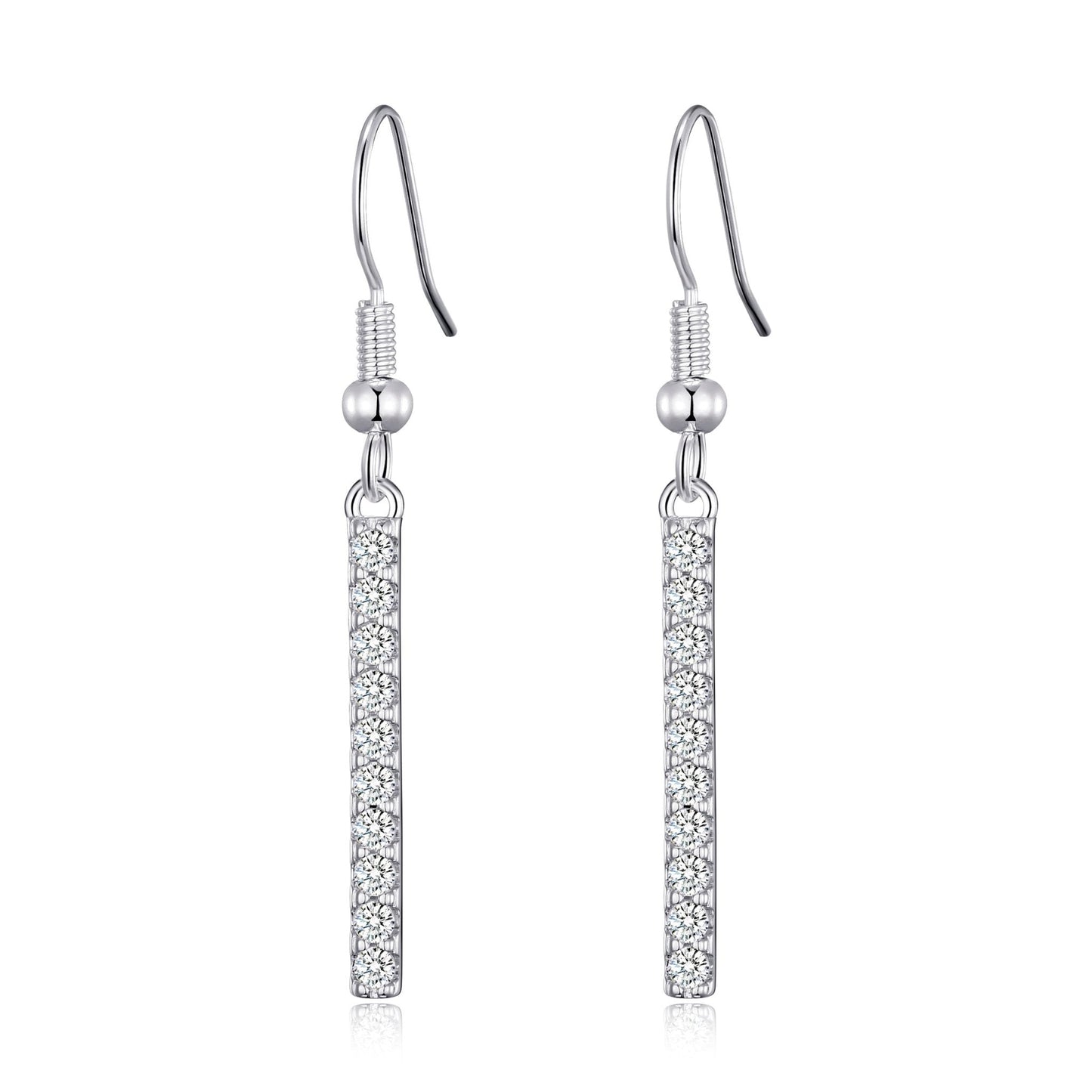 Silver Plated Crystal Bar Drop Earrings Created with Zircondia® Crystals