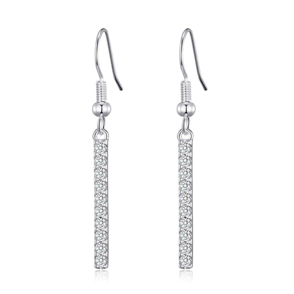 Silver Plated Crystal Bar Drop Earrings Created with Zircondia® Crystals