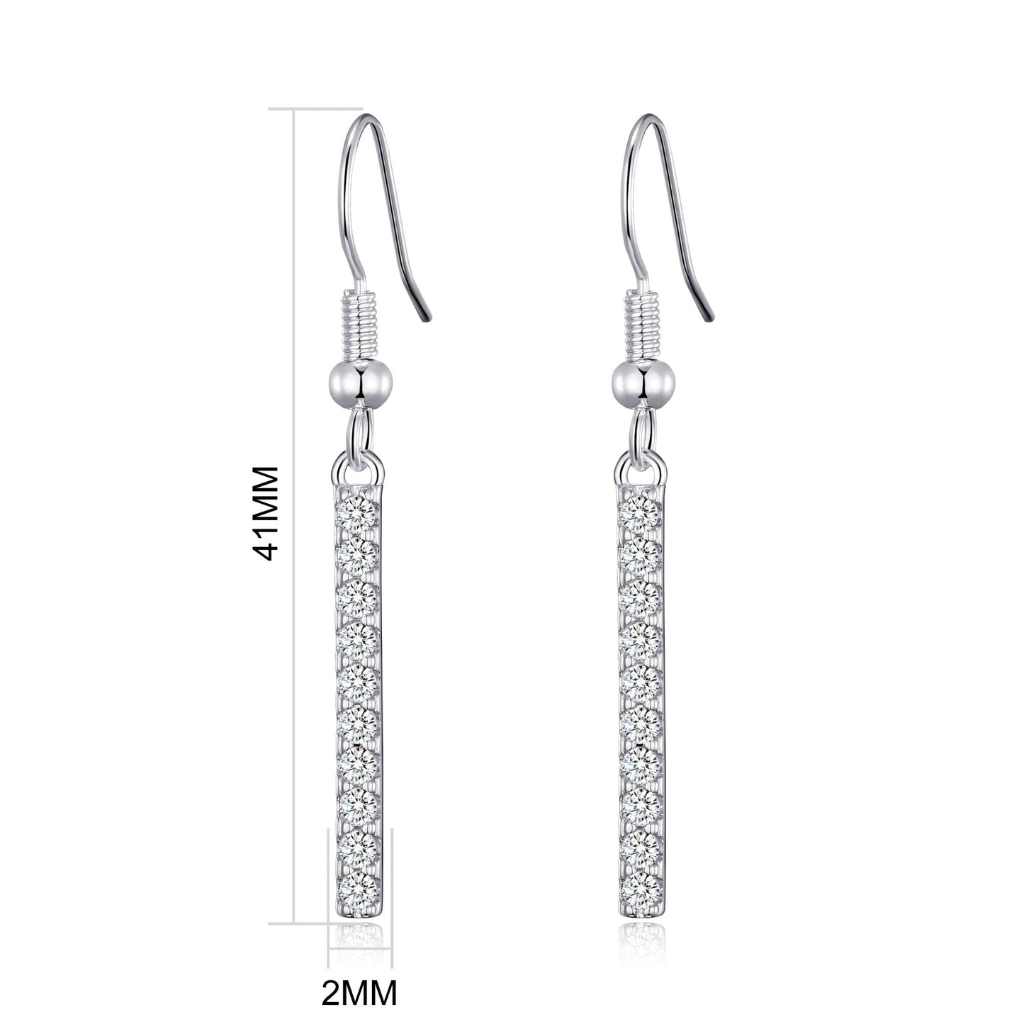 Silver Plated Crystal Bar Drop Earrings Created with Zircondia® Crystals