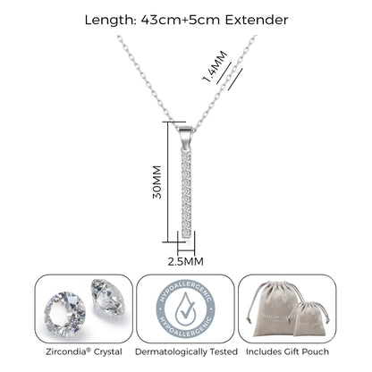 Silver Plated Crystal Bar Drop Necklace Created with Zircondia® Crystals