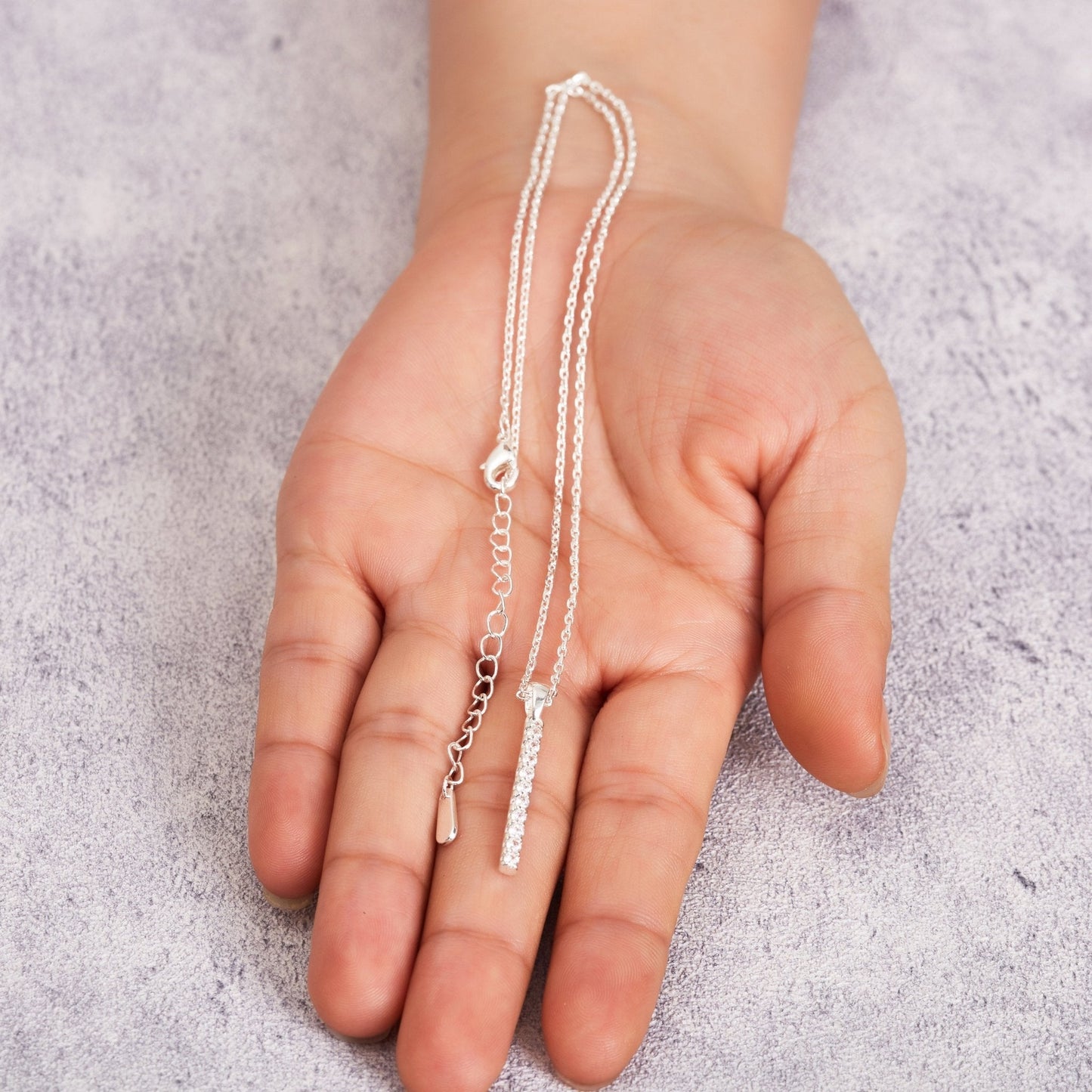 Silver Plated Crystal Bar Drop Necklace Created with Zircondia® Crystals