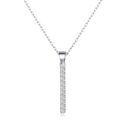 Silver Plated Crystal Bar Drop Necklace Created with Zircondia® Crystals