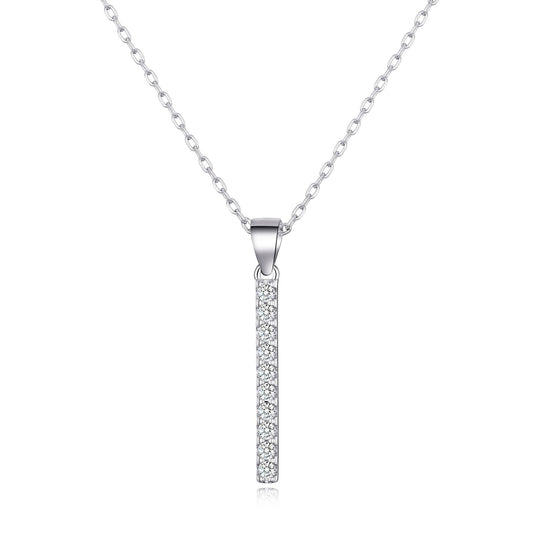 Silver Plated Crystal Bar Drop Necklace Created with Zircondia® Crystals