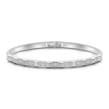 Silver Plated Cubic Bangle Created with Zircondia® Crystals (7 Inch)