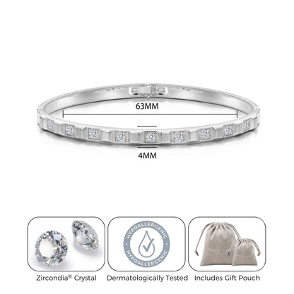Silver Plated Cubic Bangle Created with Zircondia® Crystals (7 Inch)
