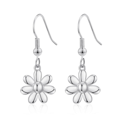Silver Plated Daisy Drop Earrings