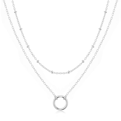 Silver Plated Double Layered Circle Necklace