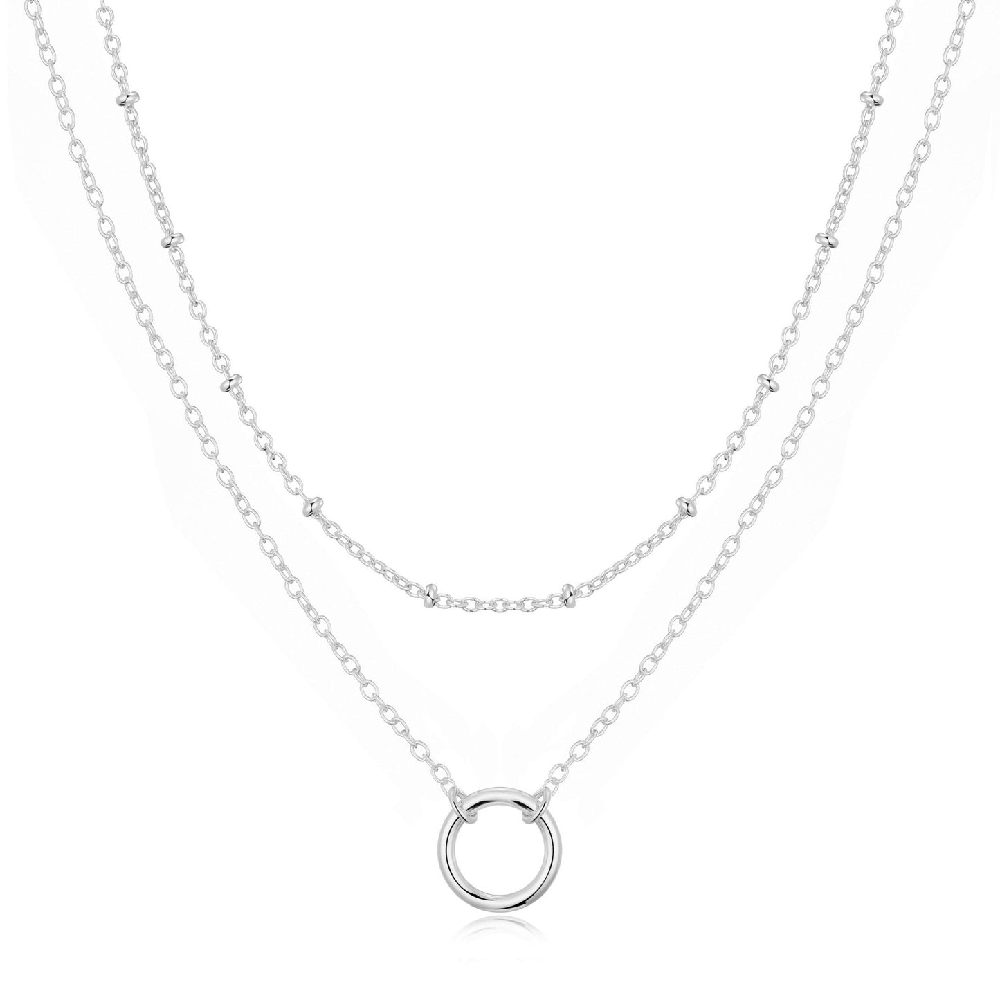 Silver Plated Double Layered Circle Necklace