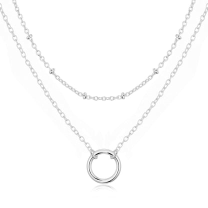 Silver Plated Double Layered Circle Necklace