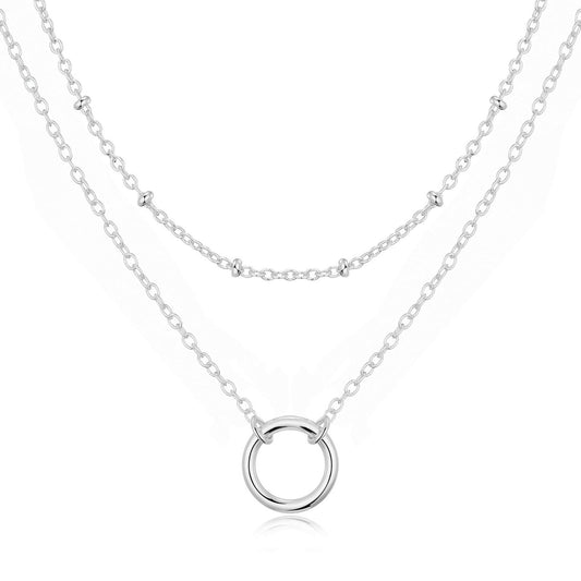 Silver Plated Double Layered Circle Necklace