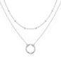 Silver Plated Double Layered Circle Necklace