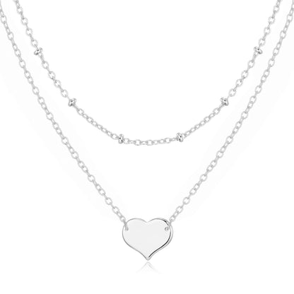 Silver Plated Double Layered Heart Necklace