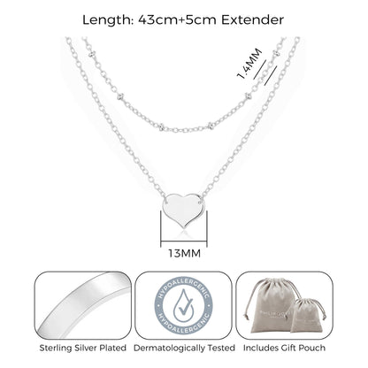 Collier double cœur plaqué argent