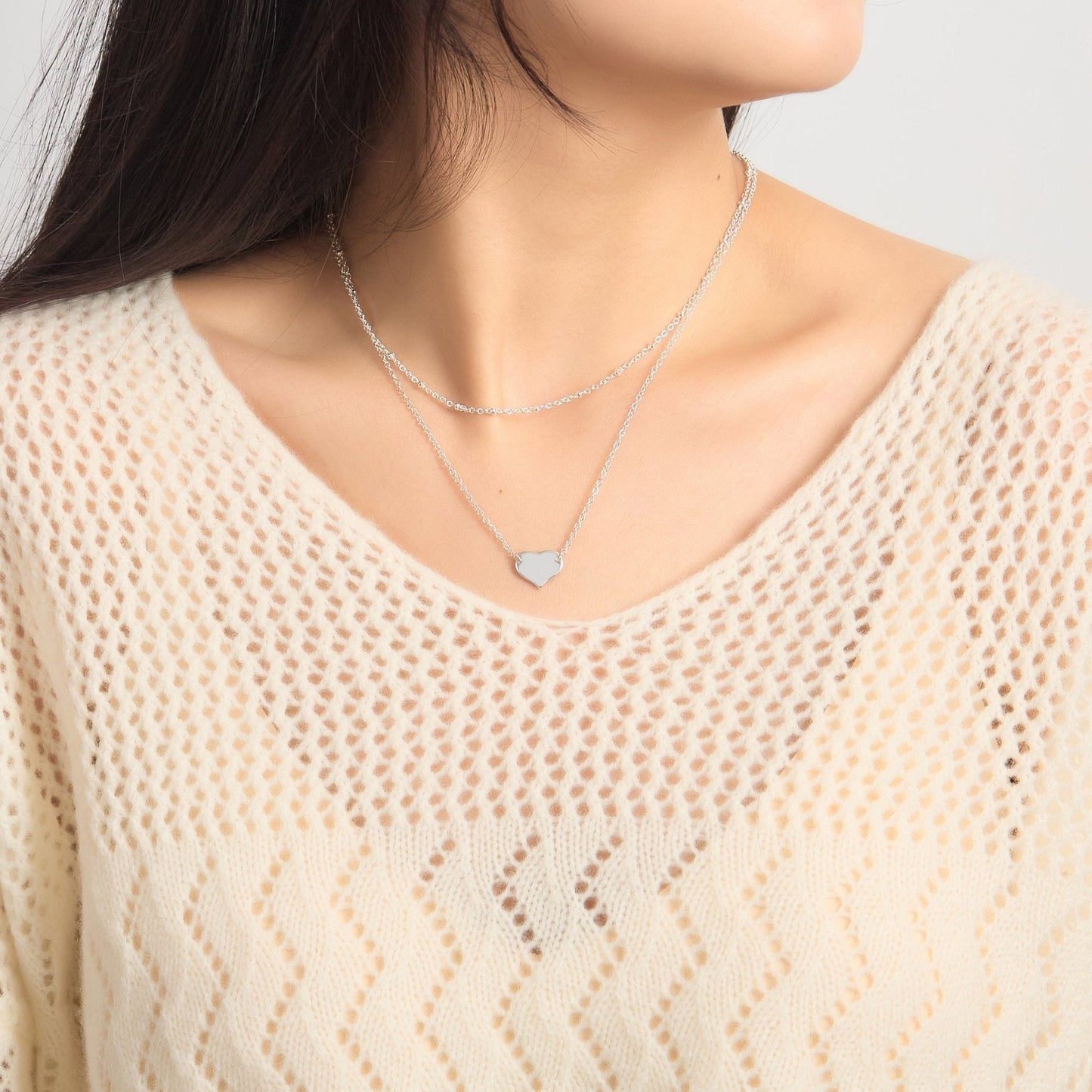 Collier double cœur plaqué argent