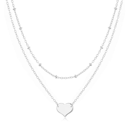 Silver Plated Double Layered Heart Necklace
