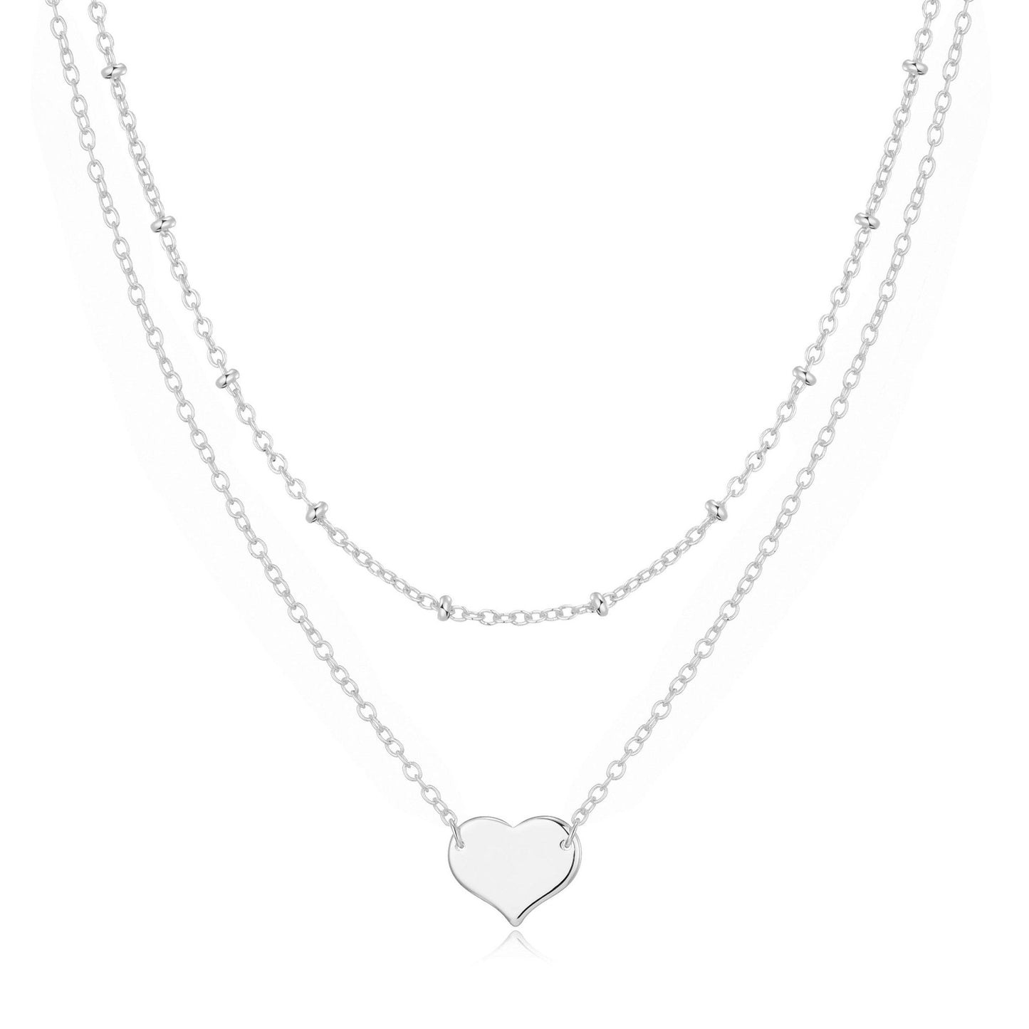 Collier double cœur plaqué argent