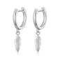 Silver Plated Feather Charm Hoop Earrings