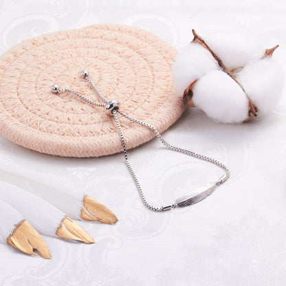 Silver Plated Feather Friendship Bracelet Created with Zircondia® Crystals