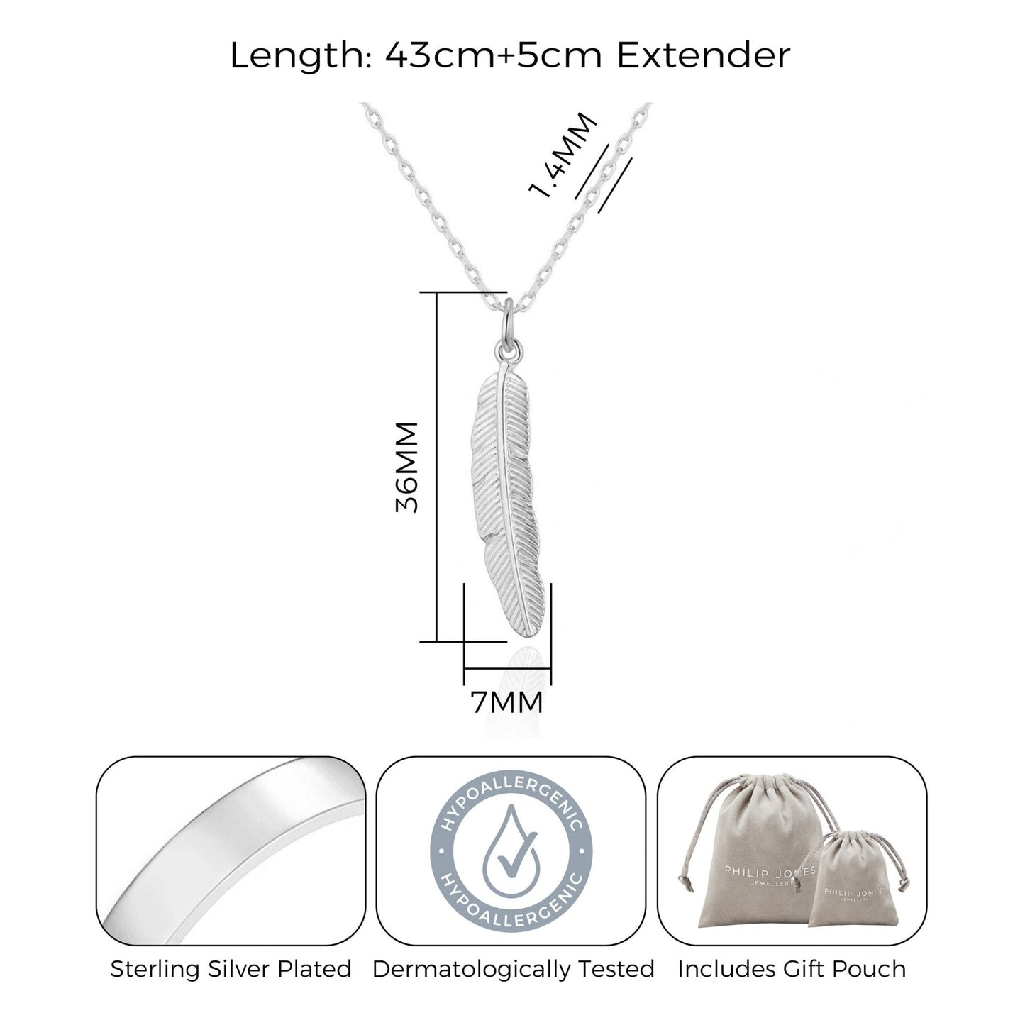 Silver Plated Feather Necklace