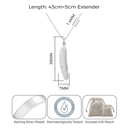 Silver Plated Feather Necklace