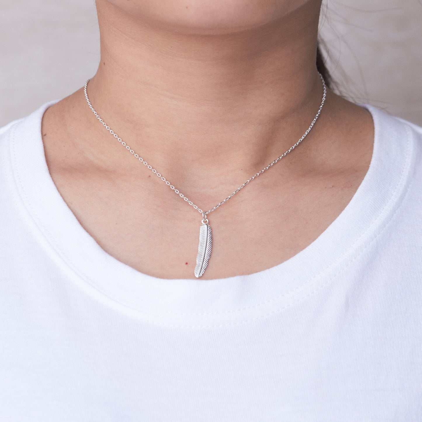 Silver Plated Feather Necklace