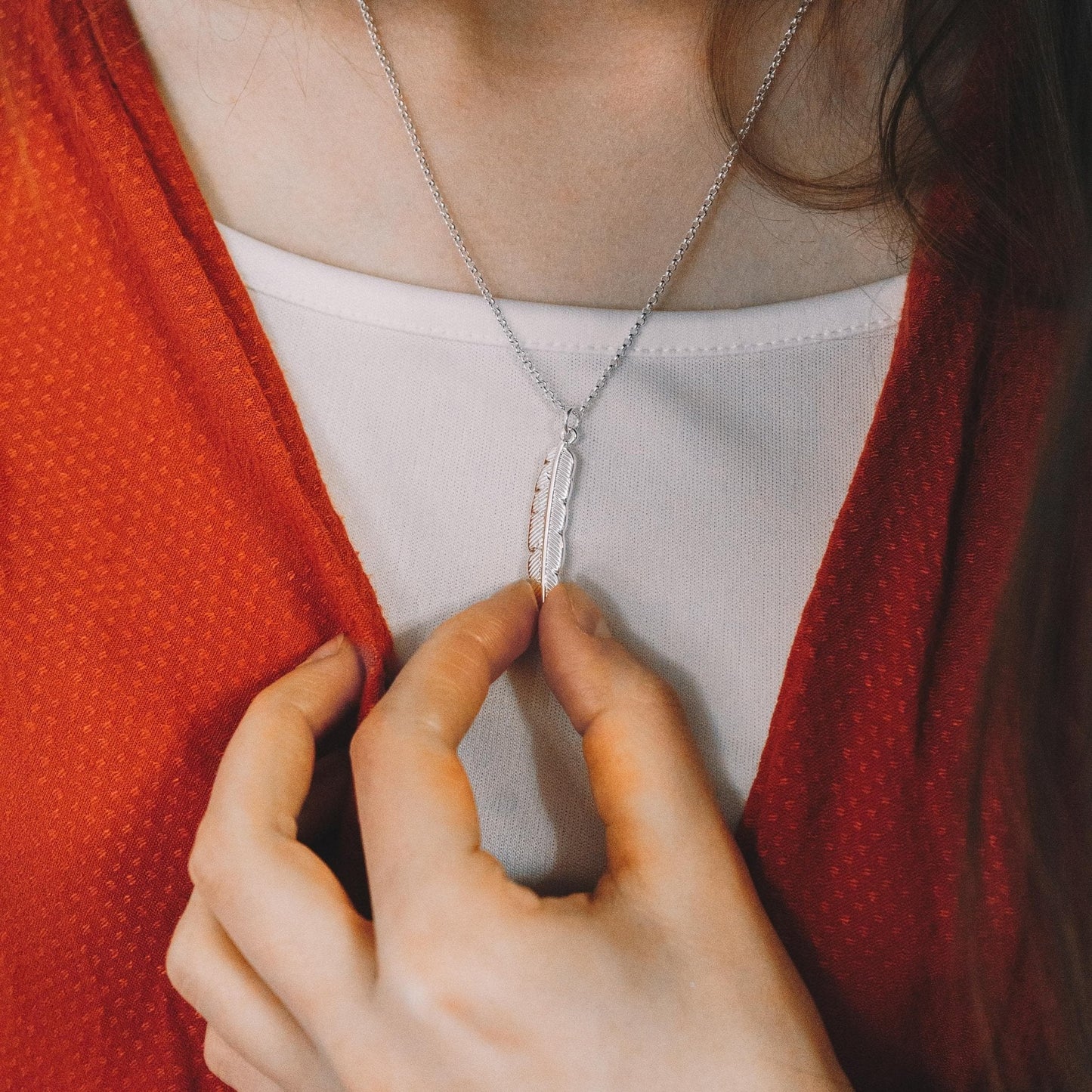 Silver Plated Feather Necklace